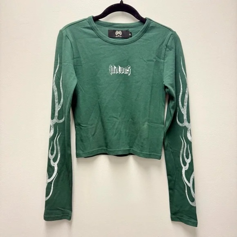 Wolves Graphic Crewneck T-Shirt - Green